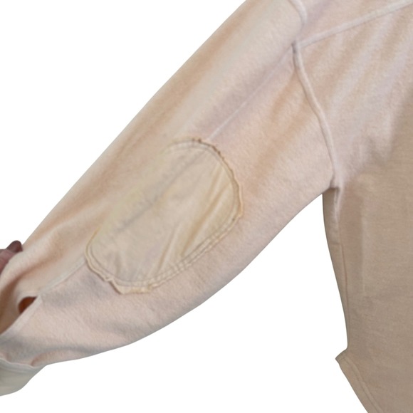 Free People Oversized Shacket Shirt Jacket Peach Fleece Elbow Patch Pockets XS - Picture 7 of 9